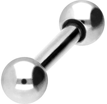 PIERCINGLINE Barra de acero quirúrgico | 2 bolas | Piercing varilla pecho oído íntimo lengua | tamaños y colores a elegir, 8 mm, Acero quirúrgico 316L