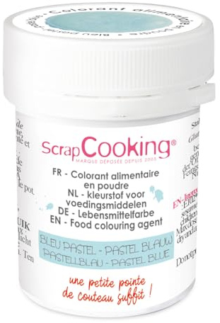 SCRAP COOKING - Colorant Artificiel en Poudre Bleu Pastel 5 g - Ingrédient Pâtisserie Professionnel pour Gâteaux, Crèmes, Entremets, Macarons, Biscuits - Fabriqué en France - 4052