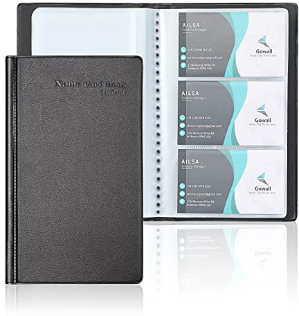 GOWALL 240 Karten Kapazität Organizer, tragbare Visitenkartenhalter für Männer & Frauen, Visitenkartenbinder, professionelles Visitenkartenbuch, Namenskartenhalter, Schwarz