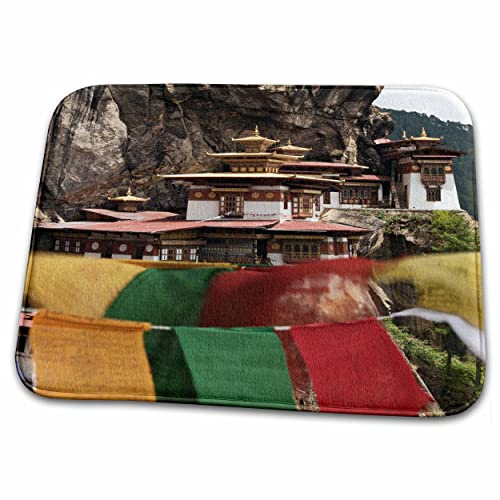 Dish Drying Mat - Bhutan. Prayer flags near Taktshang monastery - AS04 BJA0076 - Jaynes Gallery Monasteries