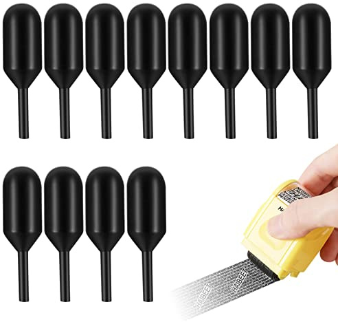 Identity Theft Protection 12 Pcs Roller Stamps Replacement Refills for Confidential Privacy Security, Black Ink, Covers Personal Mail Address Information