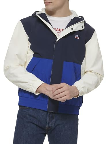 Levi's Men's Retro Color block Windbreaker, Royal Blue Color block, X-Large