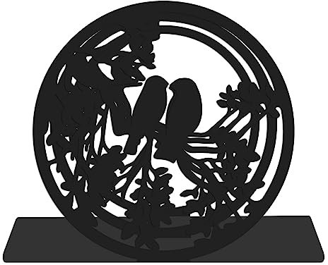 CREATCABIN Birds Briefhalter Runder Briefhalter Aus Metall Desktop-Dekoration Mit 2 Post-Organizer Netzfächern Post-Desktop-Büro Mit Weißer Box Für Postrechnungen Briefe 17.5x15cm