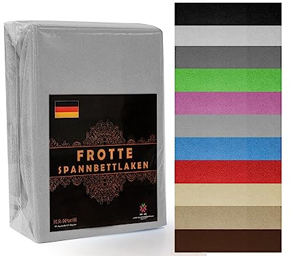 Drap-Housse en Tissu Éponge 180x200 cm Gris Clair - Drap Housse en Éponge 180x200cm - Drap Housse Éponge 180x200 - Tissu Éponge 180x200 - Drap Éponge 180x200