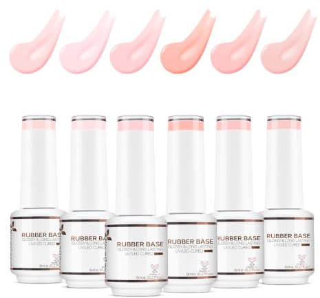 Nicedeco Gummibas gelset – 8 ml 6 färger UV-gel blötläggning set 6–37