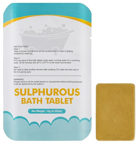 ManuFeiFei Natural Organic Sulfur Bath Tablet, Hot Spring Bath Salt, Mineral Bath Soak for Detoxing, Deep Cleansing, Oil Balancing, Oily Skin, Dry Itchy Skin 6 Count