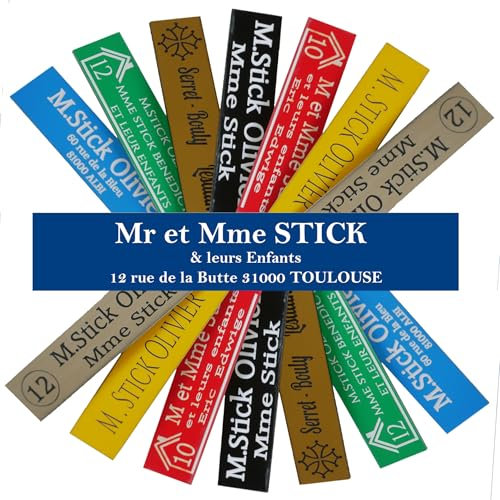 Placa de nombre buzón de PVC 10 x 2,5 cm – Placa de buzón personalizable 3 líneas & logotipo [Etiqueta buzón de correo]