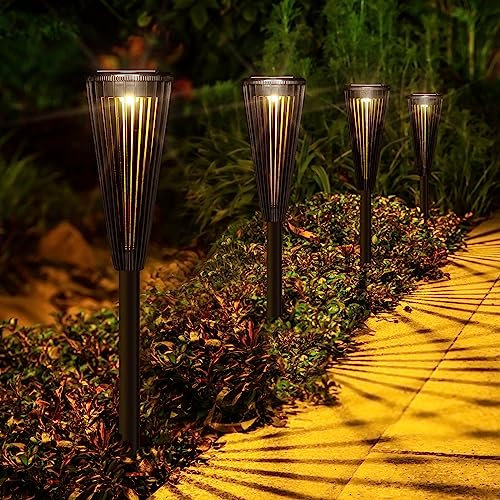 MAGGIFT Solarlampen für Außen Garten, 6 Stück Moderne Garten Solarleuchten, Solar Gartenleuchten, Wetterfest Wassserdicht Solar Gartenbeleuchtung Deko für Draußen Balkon Terrassen Garden