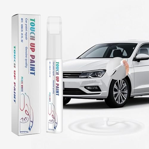 ZukQvrivelig Pennello Vernice Riparazione Auto (12ml),Ritocco Penna Riparazione Vernice Car Graffi,Ritocco Penna Auto Alta Copertura,Asciugatura Rapida(Bianco Perlato)