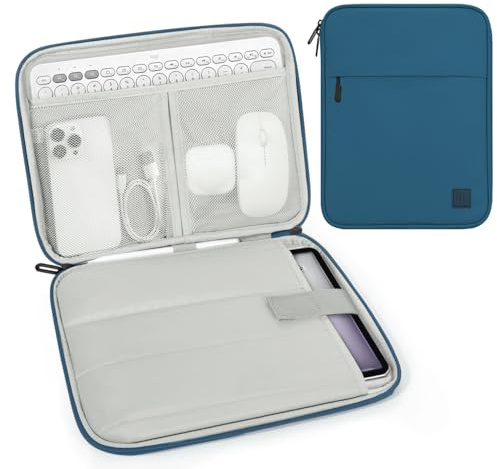 Dadanism 13 Pouces Housse Pochette Tablette Sac Protection pour iPad Air 13 M4/M3, iPad Pro 13 M5/M4, MacBook Neo 13, MacBook Air 13 M5/M4, Galaxy Tab S10+ Plus/S9+ 12,4, Tab P12 12,7,Paon Bleu