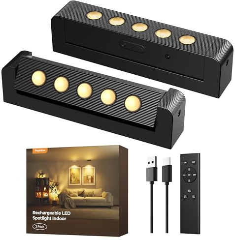 Spotlights Indoor with Daily Auto Timer, 5500mAh Rechargeable Plant Lights, Wireless Uplighting with Remote, 3CCT & Dimmable, Display Lights for Painting, Artwork, Plants, Accent Lighting