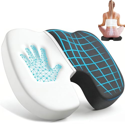 Kezidhp Cojín Lumbar Silla Oficina Ortopédico con Memory Foam, Cojín Coxis Ortopedico para Coche y Hogar, Funda Desenfundable Antideslizante, Soporte para Espalda y Cóccix