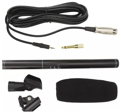 Ejoyous Mikrofon Intervju Mic Reporter Mikrofon Kabelansluten XLR-kamera Plug and Play Brusreducering med Metallhållare Anti-vindskumslock för DSLR-kamera Videokamera TV