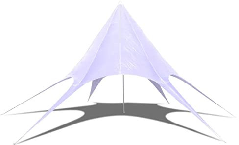 vidaXL Carpa de jardín de 46 pies, color blanco, hexagonal, estrella, pabellón, tienda de campaña, boda, evento