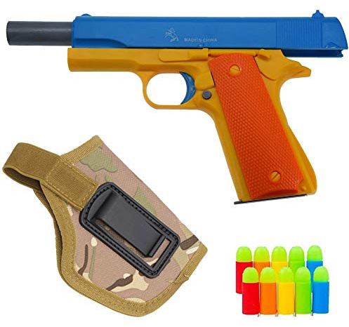 Teanfa Foam Play Toy Gun-Realistic 1:1 Scale Colt 1911 Rubber Bullet Pistol with CP Camouflage Tactical Holster, Blue