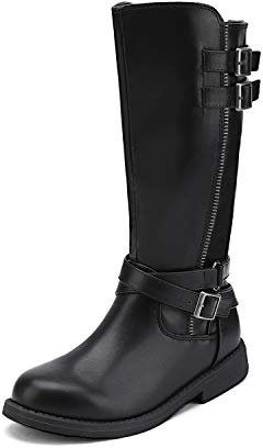DREAM PAIRS Mädchen modische Reitstiefel Kinder Herbststiefel Boots hohe Stiefel Boots,Size 28,Schwarz,LUCKID-03