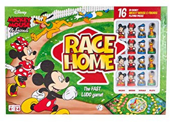 Disney Mickey & Friends Official Race Home Board Game, Including 16 Mickey Mouse & Friends Playing Pieces, Great Gift For Up To 4 Players, Ages 4+