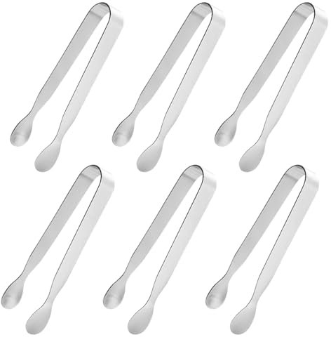 Set di 6 mini pinze per cubetti di ghiaccio in acciaio inox per tè, caffè, bar