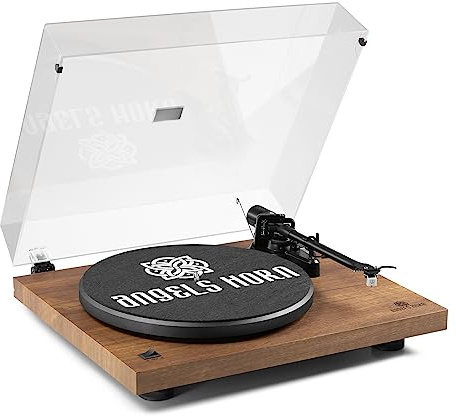ANGELS HORN Turntable, Vinyl Record Player, Built-in Phono Preamp, Belt Drive 2-Speed, Adjustable Counterweight, AT-3600L (Upgraded Bluetooth Version)