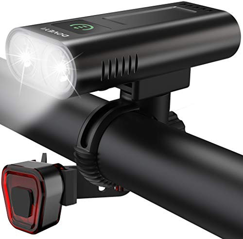 DOVEYI Luz Bicicleta, Potente 6400 mAh Led Luces Delantera y Trasera 2400 Lúmenes Recargables USB Linterna Impermeable IPX5 Focos para Luces y Reflectores de Ciclismo
