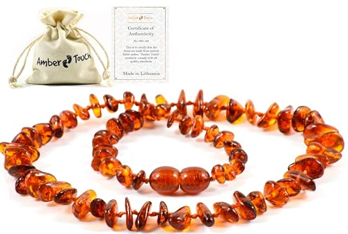 RAW Baltic Amber Necklace - Natural Amber from Baltic Region, Genuine Amber (13in.) (H)