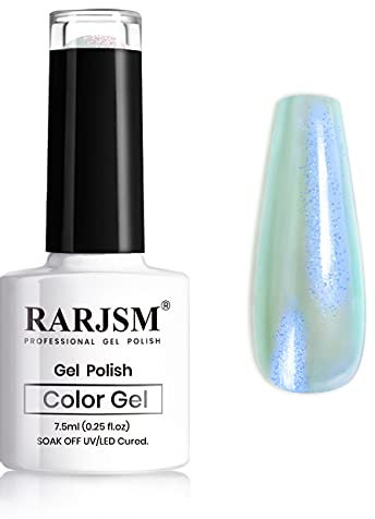 RARJSM Pearl Gel Nail Polish,Dark Blue Gel Polish,Seashell Glitter Gel Nail Polish Sparkle Shiny Clear Pastel Nail Gel Need Cured 1 Piece 7.5ml Soak Off Nail Art Manicure (DZ10)
