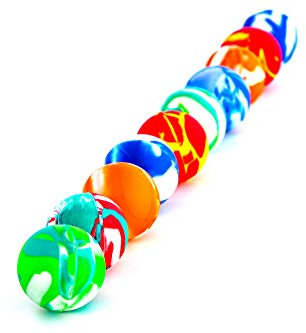 Flummis 10 Stück mit 27 mm Durchmesser | Bunter Flummi Dopsball Gummiball Hüpfball Springball Superball Dotzball Querball |Set hohe Sprungkraft für großen Spaß