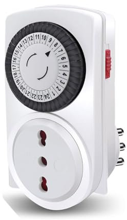 Minuterie de Prise électrique, minuterie mécanique Quotidienne, minuterie de 24 Heures, Prise 16A, Prise de dérivation 10/16A (Standard)