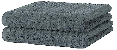 Merana Oslo Handtuch Set | schnelltrocknend, weich & fusselfrei | Frottier Luxus Qualität | 100% Baumwolle Frottee | Oeko-TEX | 590 GSM | Badetuch & Duschtuch | Dunkelgrau (2 x Duschtücher 70x140cm)
