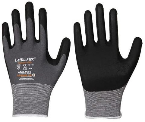 LeiKaFlex 1466 Feinstrick-Handschuh mit Nitril - Foam-Beschichtung 12 Paar Packung/Gr. 7-12 (8)