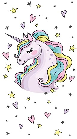 Theonoi Serviette de bain pour enfants, serviette de plage, serviette de douche pour filles et garçons, 100 % coton, 70 x 140 cm (licorne)