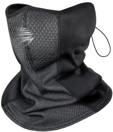 MELLIEX Svart elastisk vinter tubformad nackskydd ansiktsmask ultramjuk andningsbar nackskydd för skidlöpning motorcykel, svart, One size