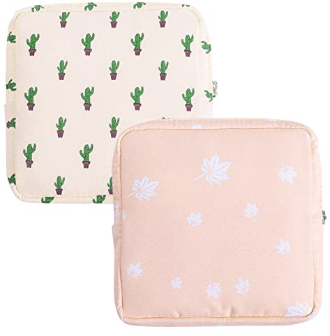 Sanitary Towel Holder,Period Bag Sanitary Napkin Storage Bag Sanitary Pouch with Zipper Portable Pantyliners Bag for Women Teen Girls Ladies(2Pcs)
