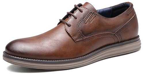 KNBR Zapatos formales para hombre con cordones para trabajo, negocios, viajes, vestido Oxford casual, Marrón liso, 44 EU
