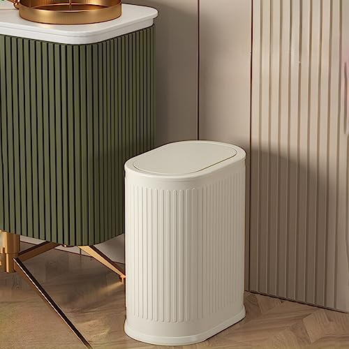 IVTUVTI 1.6 Gallon Trash Can with Lid, Small Bathroom Trash Can Wastebasket, Slim Garbage Can with Inner Bucket, Press Top Lid Garbage Container Bin for Kitchen, Home, Office, Bedroom, Living Room