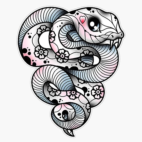 Snake Heart Cute Traditional Flash Tattoo Sticker Vinyl Waterproof Sticker Decal Car Laptop Wall Window Bumper Sticker 5