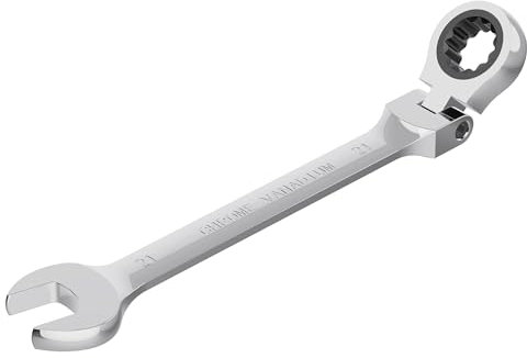 FOCMKEAS 21mm Flex-Head Ratcheting Combination Wrench Metric 72 Teeth 12 Point Ratchet Box Ended and Open End Spanner Tools, Flexible Head Gear Wrench, Heat-Treated CR-V