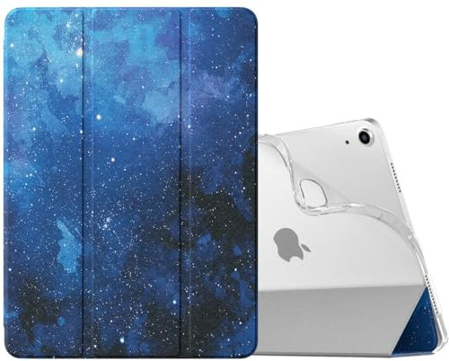 MoKo für iPad Air 11 Zoll Hülle 7./6. Generation M3/M2 2025/2024, iPad Air 5./4. Gen Hülle 2022/2020, Transluzent Matt Weich TPU Rückseite, Unterstützt Pencil Pro/2/USB-C, Blau Sterne