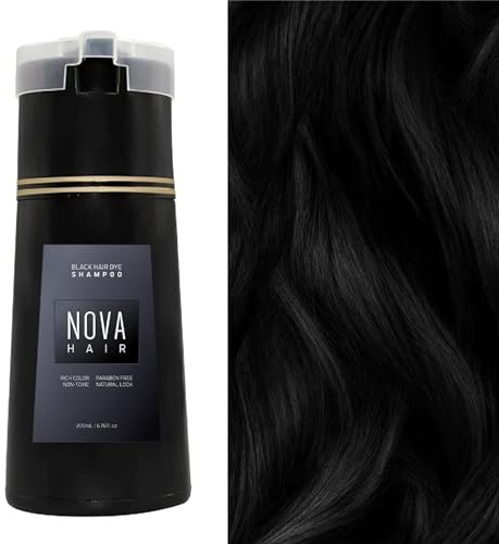 JHDZ Shampoing pour Teinture Capillaire Nova, shampoing pour Teinture instantanée Novahair, shampoing pour Teinture instantanée Nova Hair pour Hommes et Femmes,Black