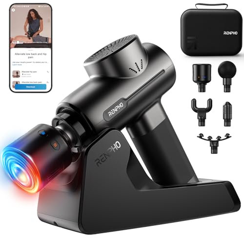RENPHO Massage Gun with Charging Stand, Percussion Muscle Deep Tissue with Heat and Cold Head, Electric Handheld Massager Gun, Muscle Massager Gun for Men and Women, Active+ Thermacool Deluxe