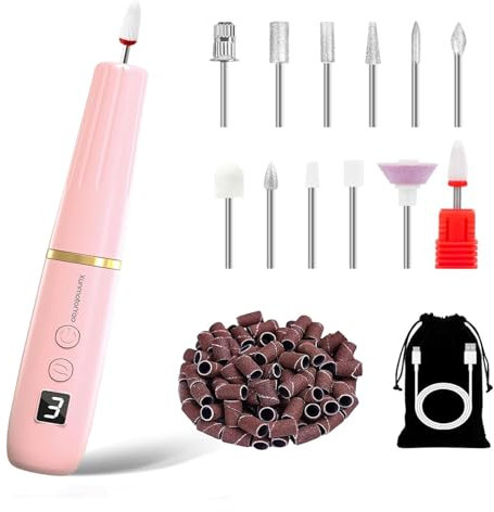 XunmotorYao Fresa per Unghie Elettrico Professionale Gel Manicure e Pedicure Lima per Unghie Elettrica con Display LCD Velocità Regolabile Trapano Chiodo per Casa e Salone con Set,Rosa