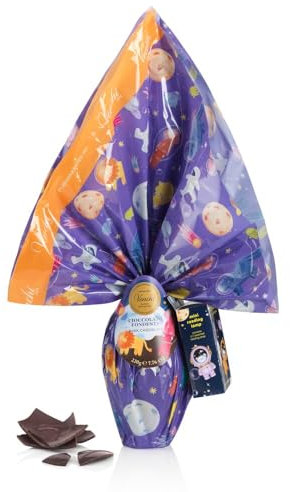 Venchi - Uovo di Cioccolato Viola, Gusto Cioccolato Fondente 60%, con 2 Sorprese per Bambini, Senza Glutine, Vegano, 220 gr, Collezione Pasqua, Idea Regalo