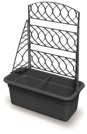 Kreher® XL Rankgitter, Spalier mit Pflanzkasten aus robustem Kunststoff in Anthrazit. Maße BxTxH in cm: 58 x 28,8 x 80 cm. Top für Garten, Terrasse und Balkon! (2)