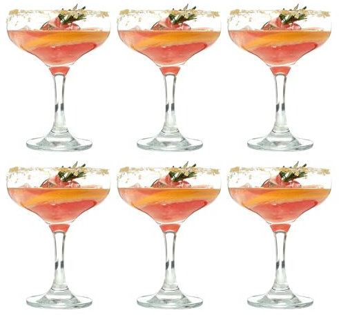 Tefrine Lot de 6 verres à martini Super Margarita Daiquiri Manhattan - Lot de 6 verres à martini classiques - 200 ml - Idéal pour les bars à domicile et les divertissements