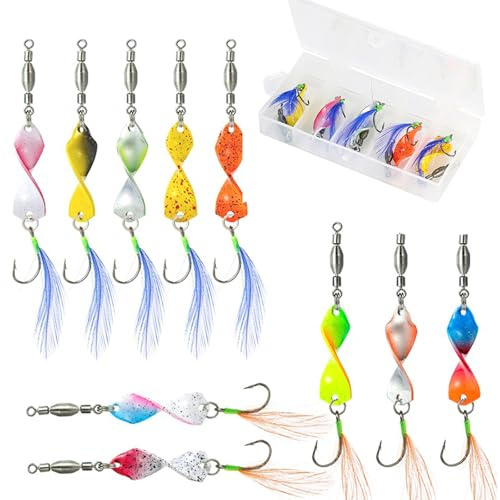 CHSEROK Set di 10 esche da pesca, a spirale, per pesci d'acqua dolce e marina