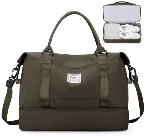 SEAFEW Sac de Voyage 45x36x20 pour Easyjet Bagage Cabine Avion sous Siège | Sac fourre-tout sport week-end, Bagage à Main Cabine Avion Léger, avec Compartiment à Chaussures pour Travel Gym,Curry foncé