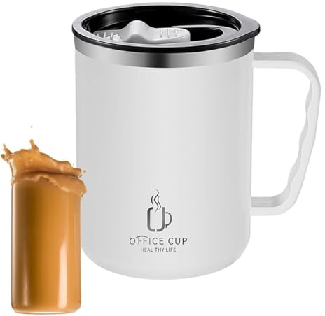 Generico Tazza Isolata Sotto Vuoto, Bicchiere Termico da 500 Ml, Tazza da Caffè in Acciaio Inox, Bicchiere da Caffè Riutilizzabile con Manico e Coperchio, Tazzas da Termica per Tè Caldo, Bevande G