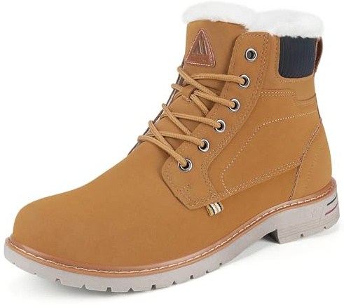Mishansha Homme Chaussures Trekking Outdoor Boots Bottes de Neige Hiver Imperméable Marron Doré 42 EU