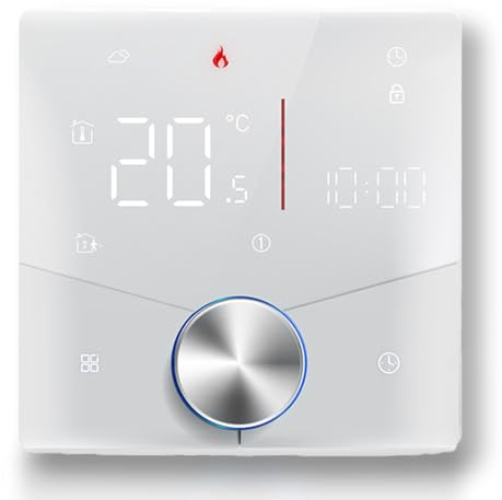 MelkiSmart Wi-Fi Termostato - Serie 009 Termostato con Pantalla Táctil Programable para calefacción por Caldera - Compatible con Alexa,Google Home,IFTTT (para calefacción de calderas-White)