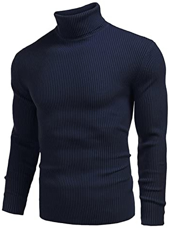 Generisch Jersey de lana de invierno masculino con cuello redondo, camisa a juego con cuello alto